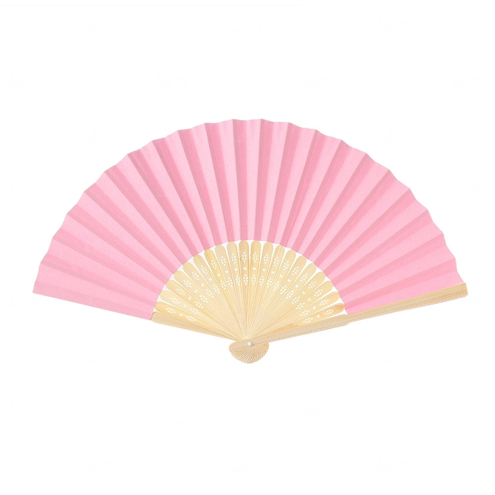 Leque Ecológico Personalizado Bambu Rosa Claro