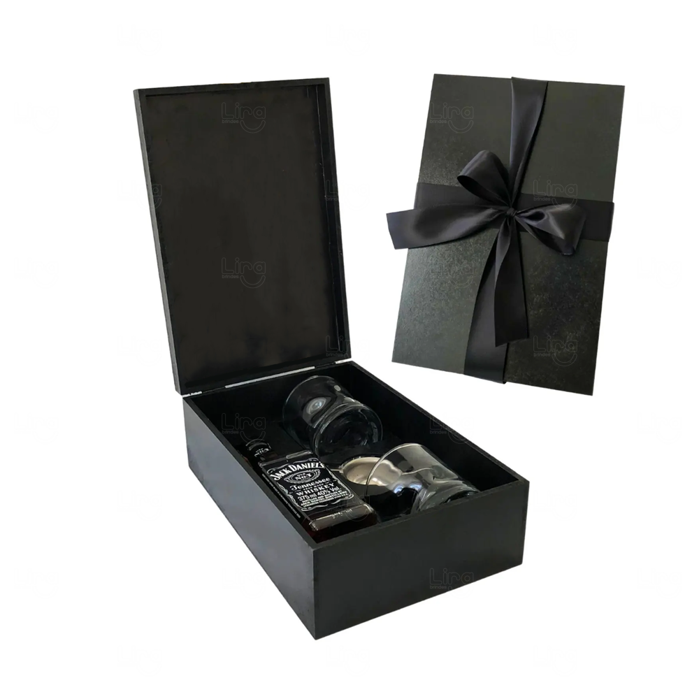 Kit Whisky Jack Daniel’s Old N7 com Copos e Dosador Personalizado Preto
