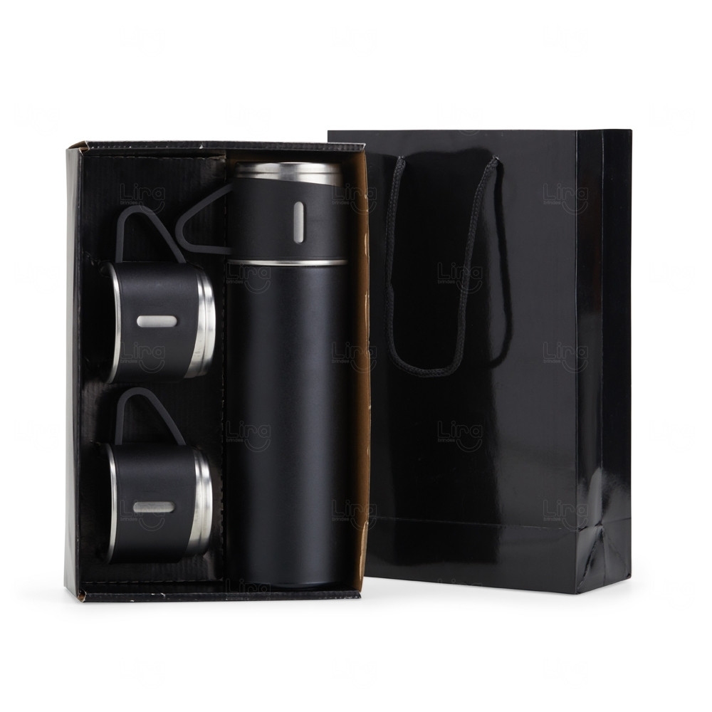 Kit Garrafa Térmica 450ml com Xícaras Personalizada 