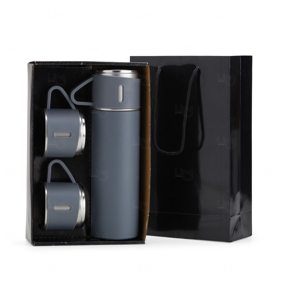 Kit Garrafa Térmica 450ml com Xícaras Personalizada 