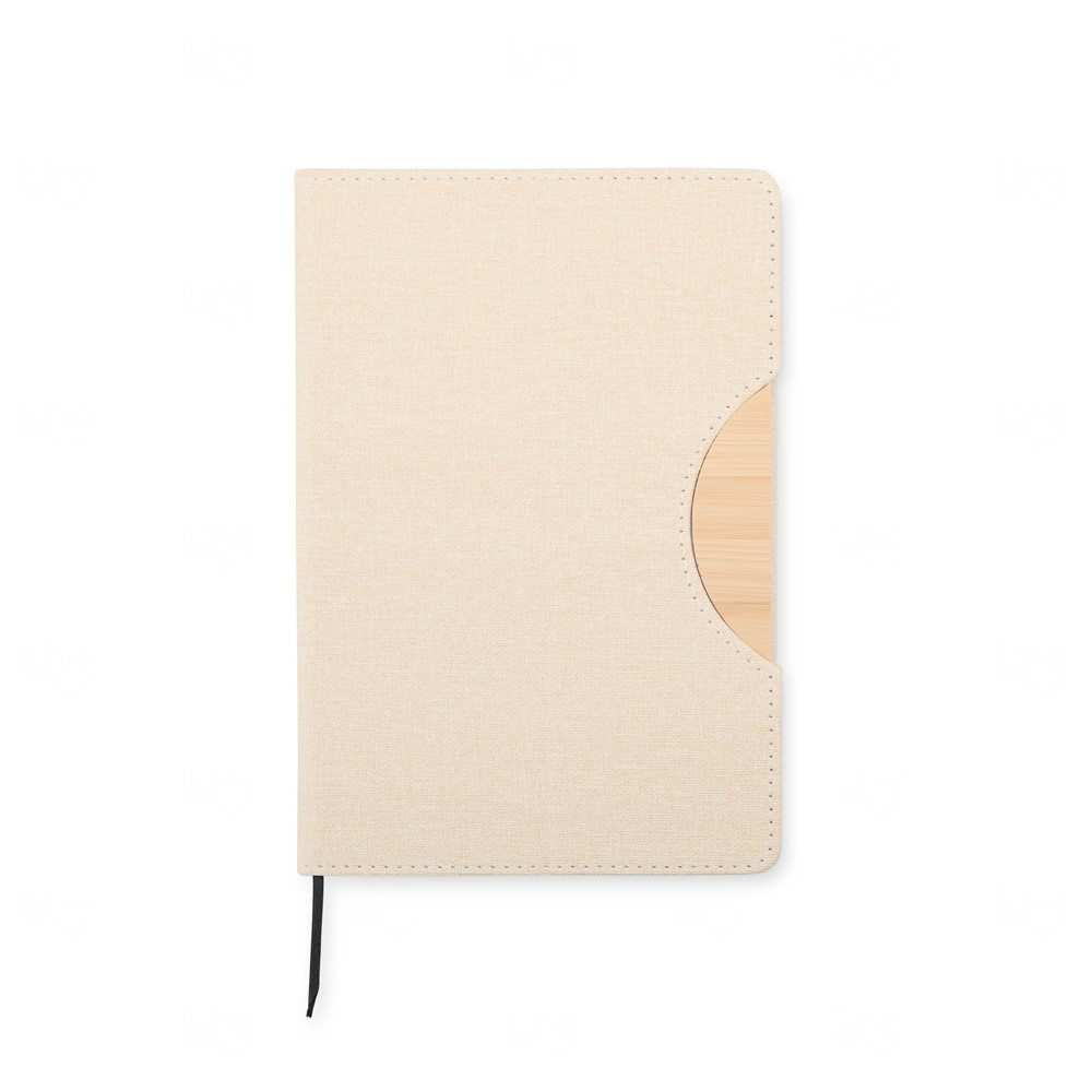 Caderneta Ecológica com Suporte Celular Personalizada - 21x14,3cm Bege