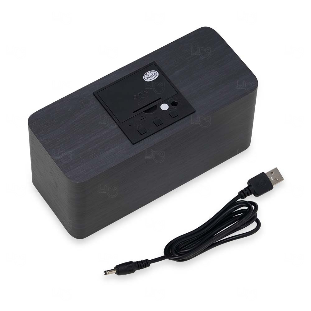 Relógio de Madeira com Base Carregador por Indução Personalizado 