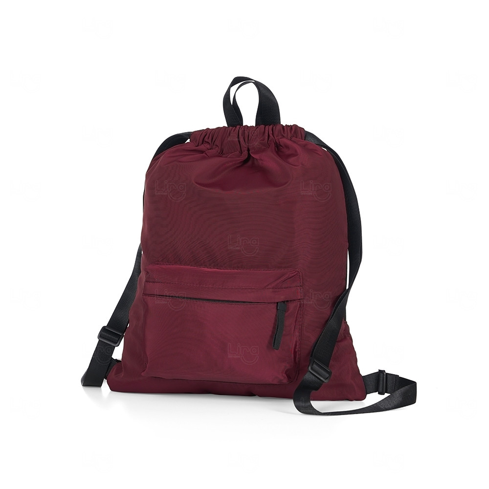 Sacochila com Bolso e Zíper Personalizada - 44 x 37 cm Vermelho