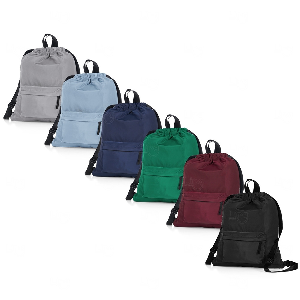 Sacochila com Bolso e Zíper Personalizada - 44 x 37 cm 