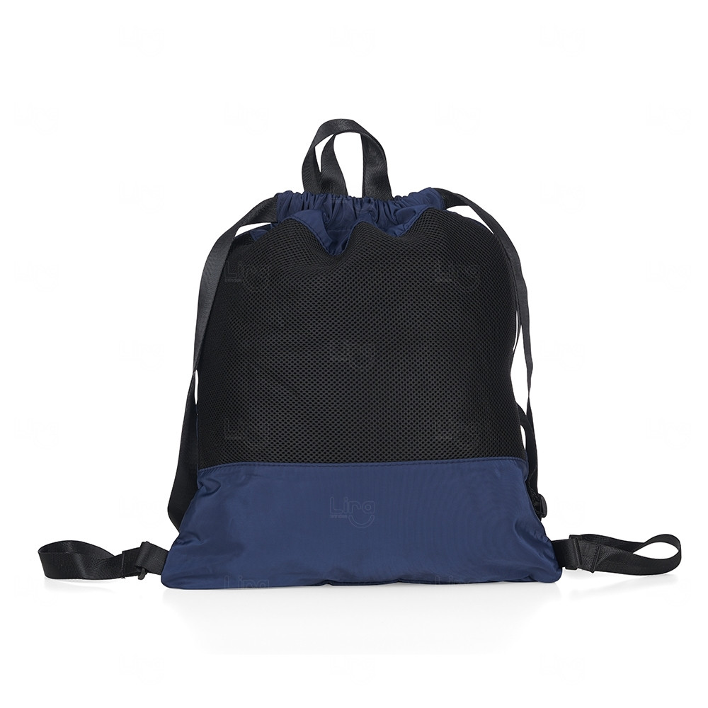 Sacochila com Bolso e Zíper Personalizada - 44 x 37 cm 