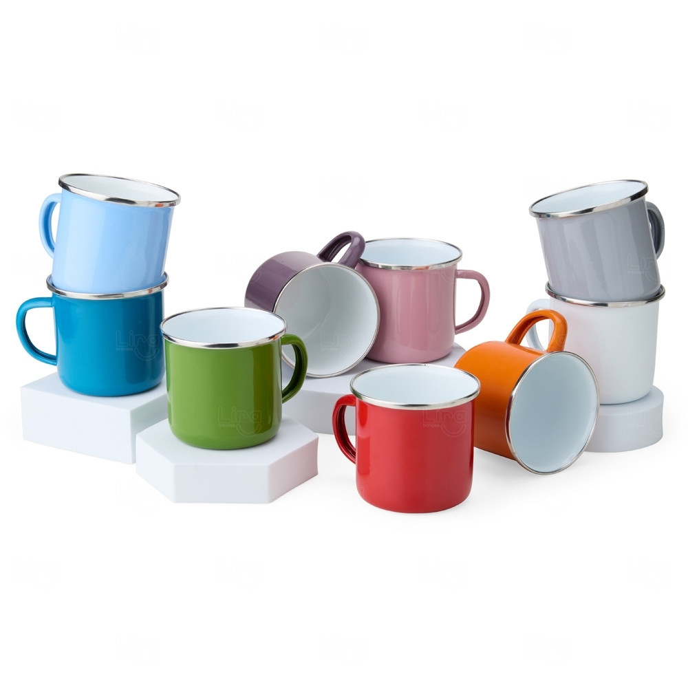 Caneca Inox Esmaltada 370ml Personalizada 