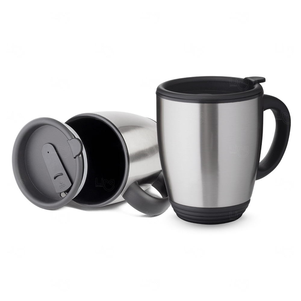 Caneca Inox 470ml com Trava Personalizada 