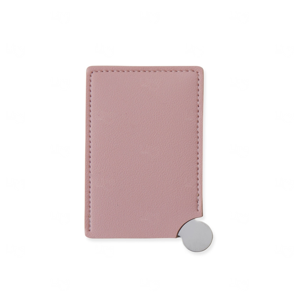 Espelho de Bolso em Aço Inox Personalizado Rosa