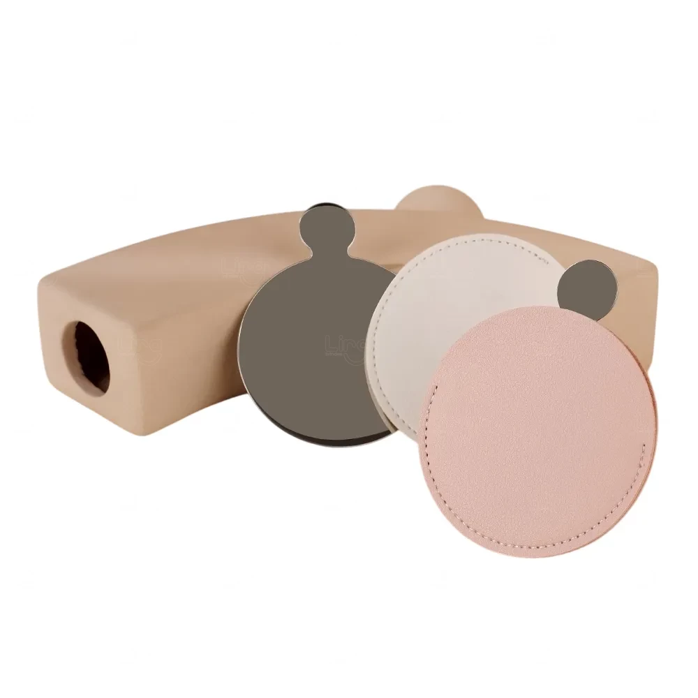 Espelho de Inox com Capa Personalizado - 8,5 x 6,6 cm 