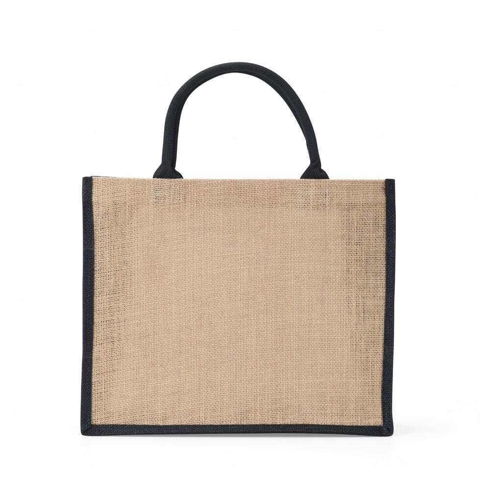 Sacola Ecológica de Juta Personalizada - 30,7 x 38 cm Preto
