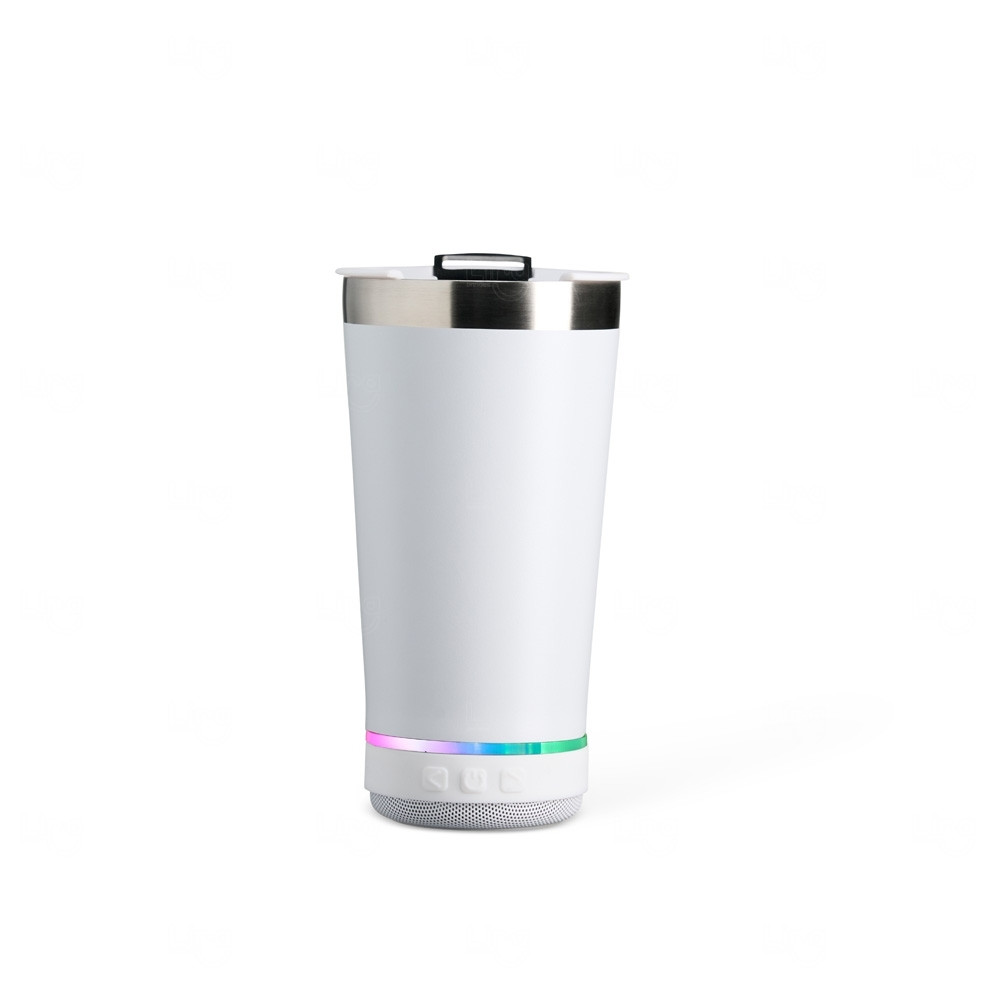 Copo Térmico com Caixa de Som 400ml Personalizado Branco