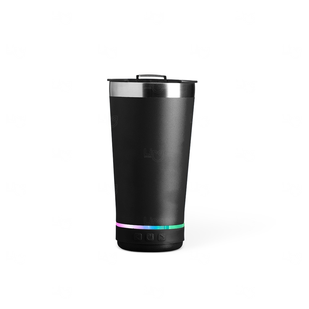 Copo Térmico com Caixa de Som 400ml Personalizado Preto