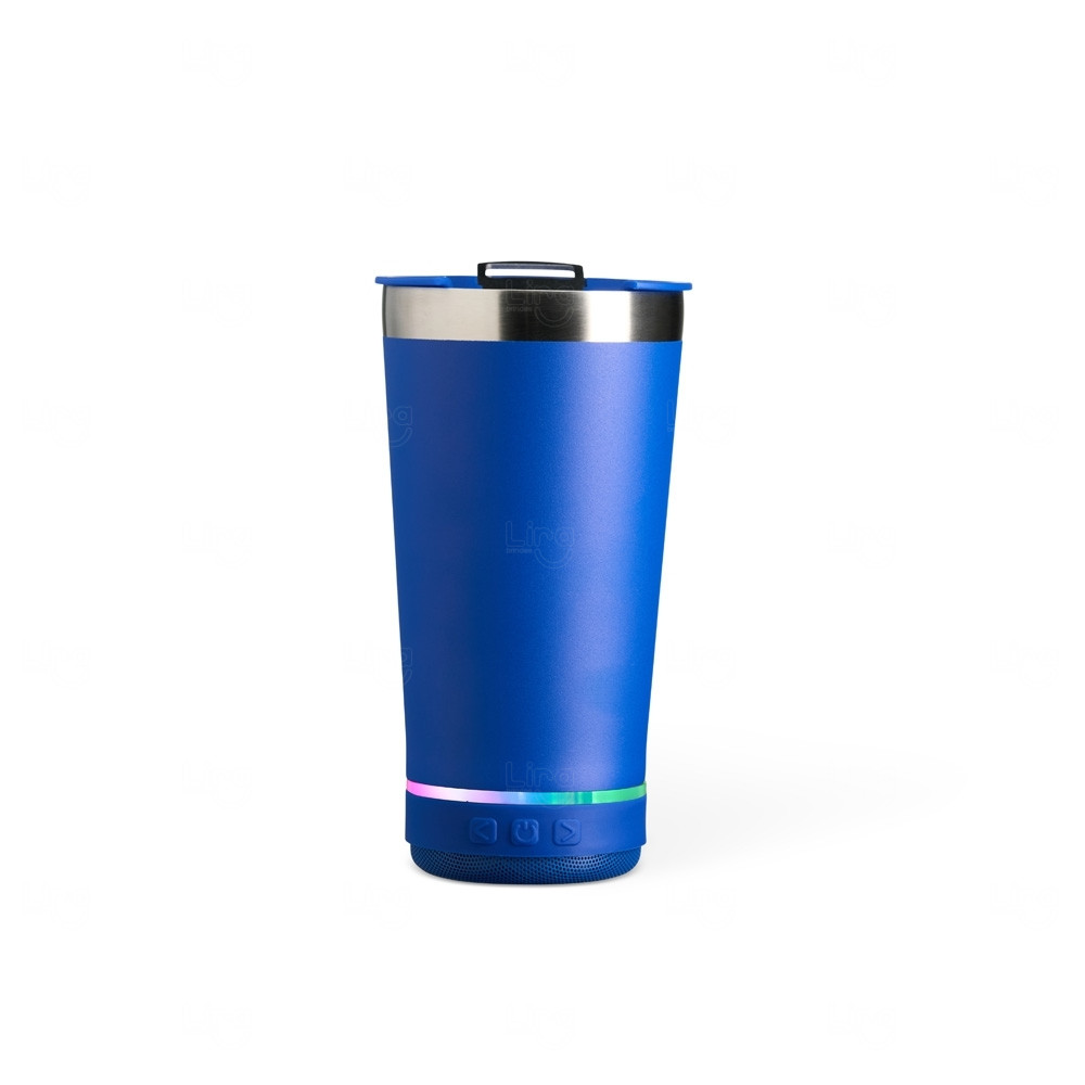 Copo Térmico com Caixa de Som 400ml Personalizado Azul