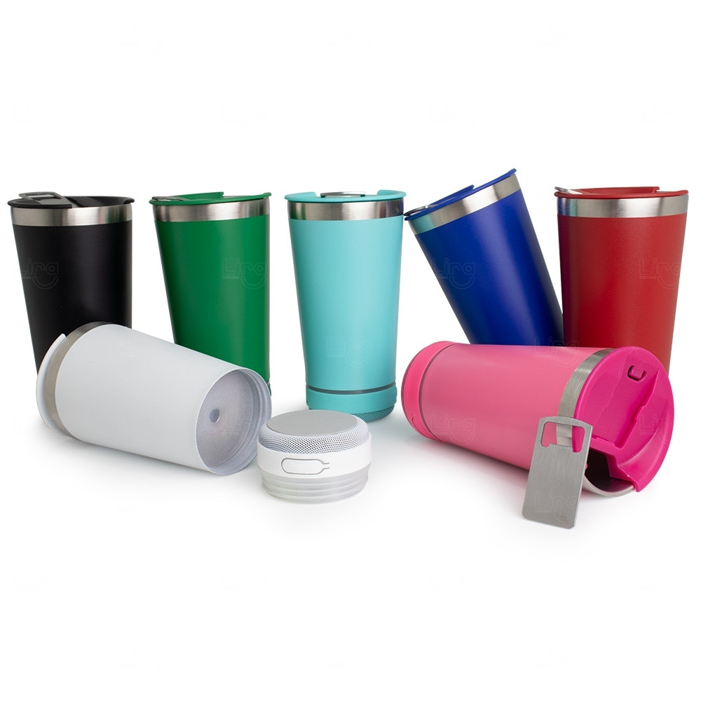 Copo Térmico com Caixa de Som 400ml Personalizado 