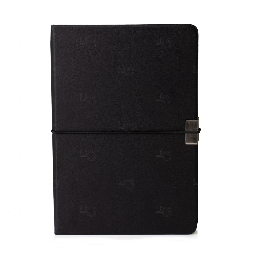 Moleskine em Couro Sintético e Metal Personalizado - 21 x 14,7 cm 