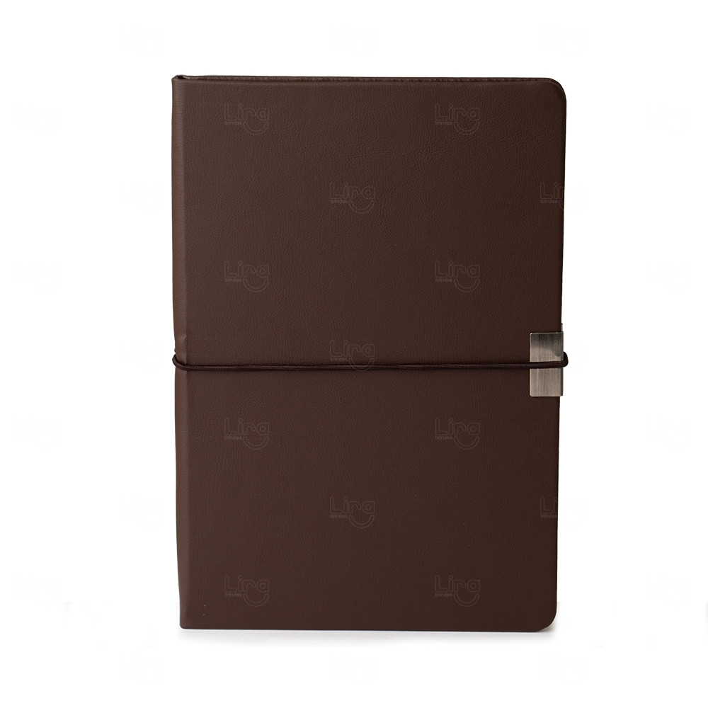 Moleskine em Couro Sintético e Metal Personalizado - 21 x 14,7 cm 