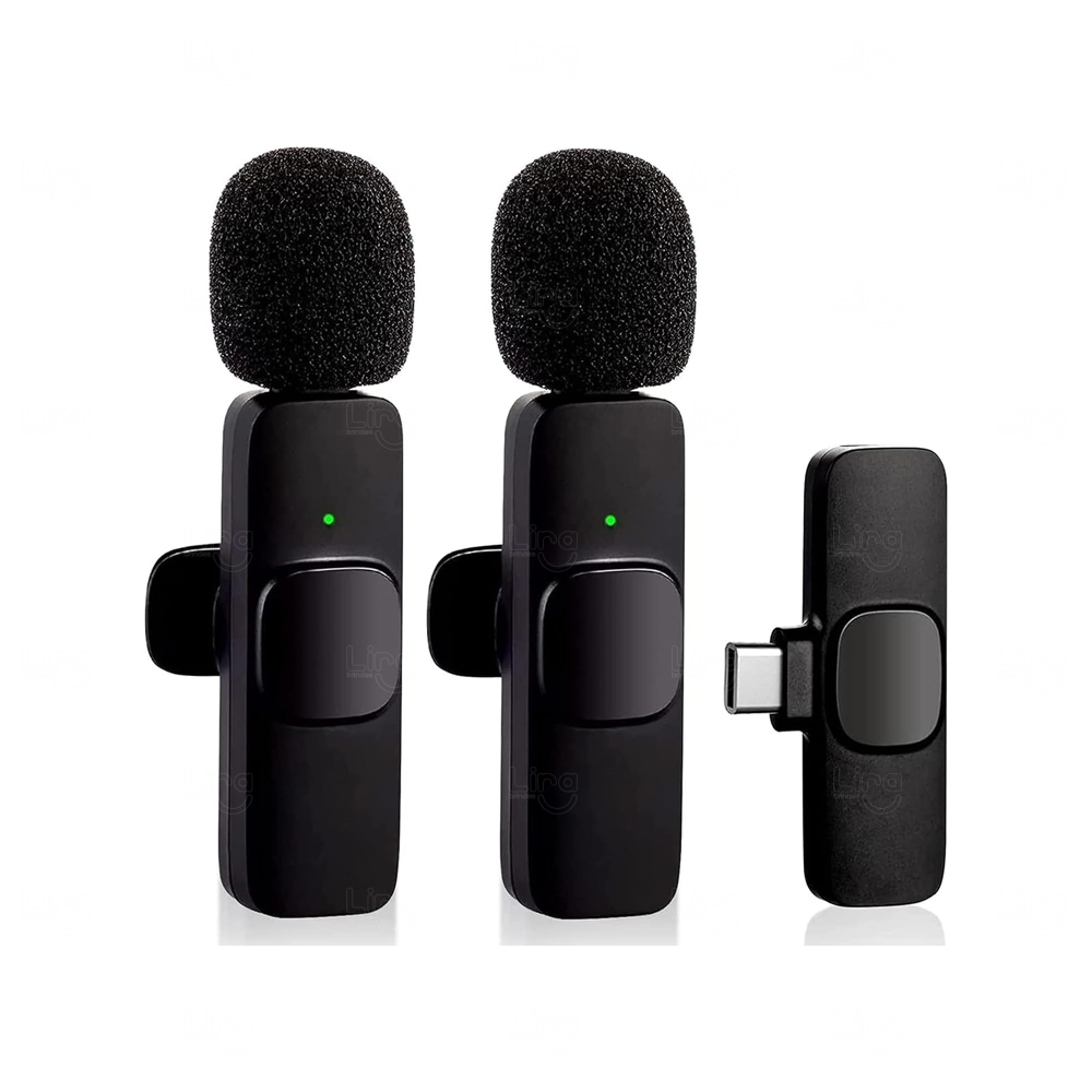 Microfone de Lapela sem Fio Personalizado Preto