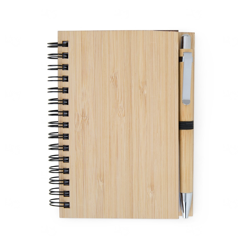 Caderneta Ecológica com Caneta Bambu Personalizada - 14 x 10,6 cm 