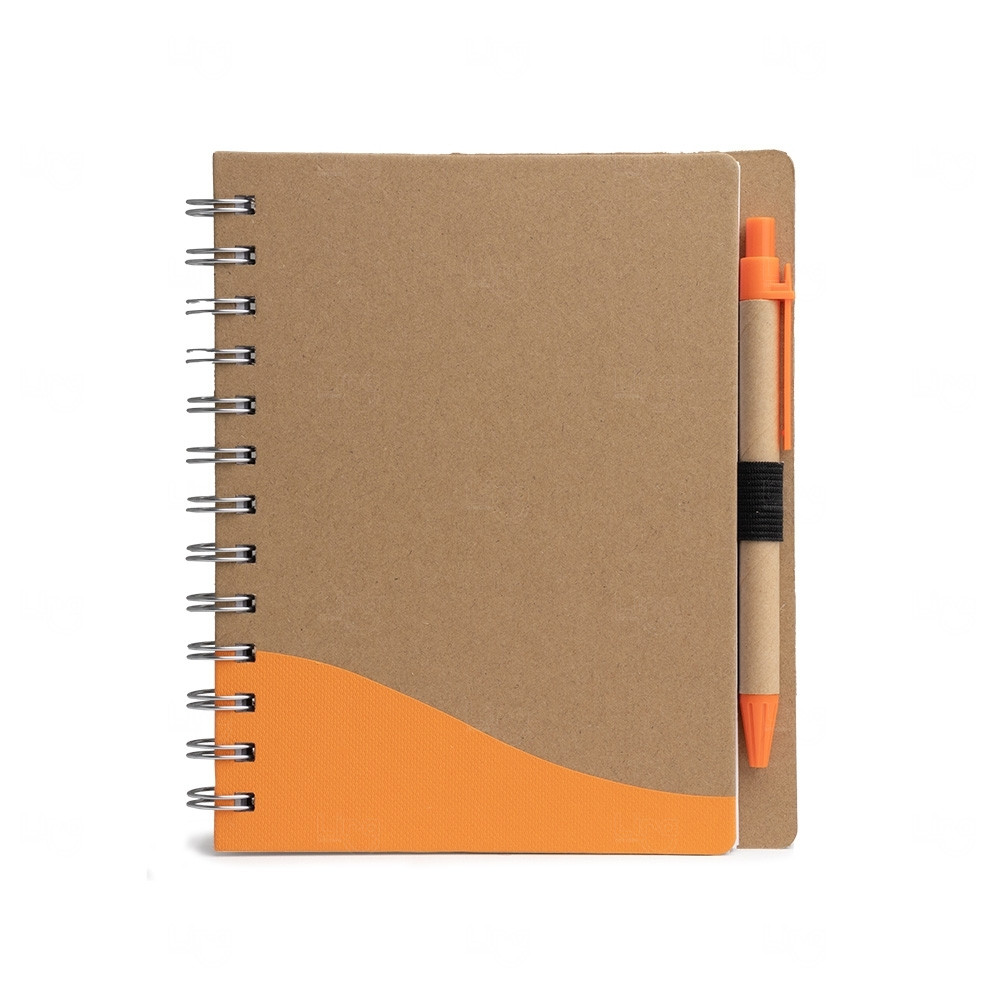 Caderno Ecológico com Caneta Personalizado - 18 x 14,6 cm Laranja