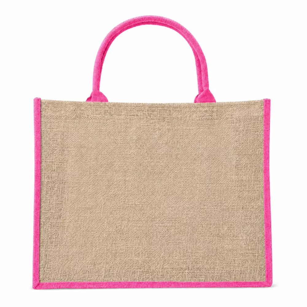 Sacola Ecológica de Juta Personalizada - 35 x 45 cm Rosa Claro