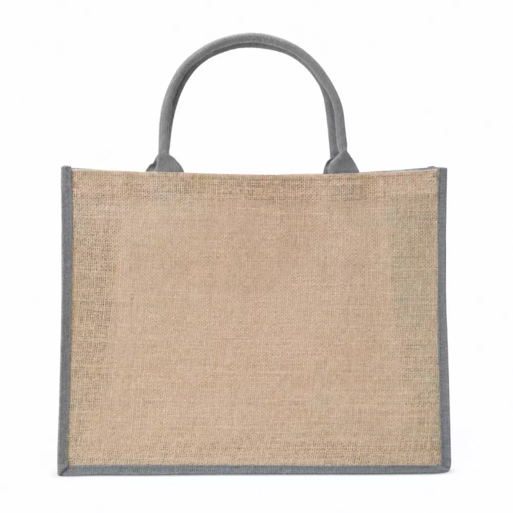 Sacola Ecológica de Juta Personalizada - 35 x 45 cm Cinza
