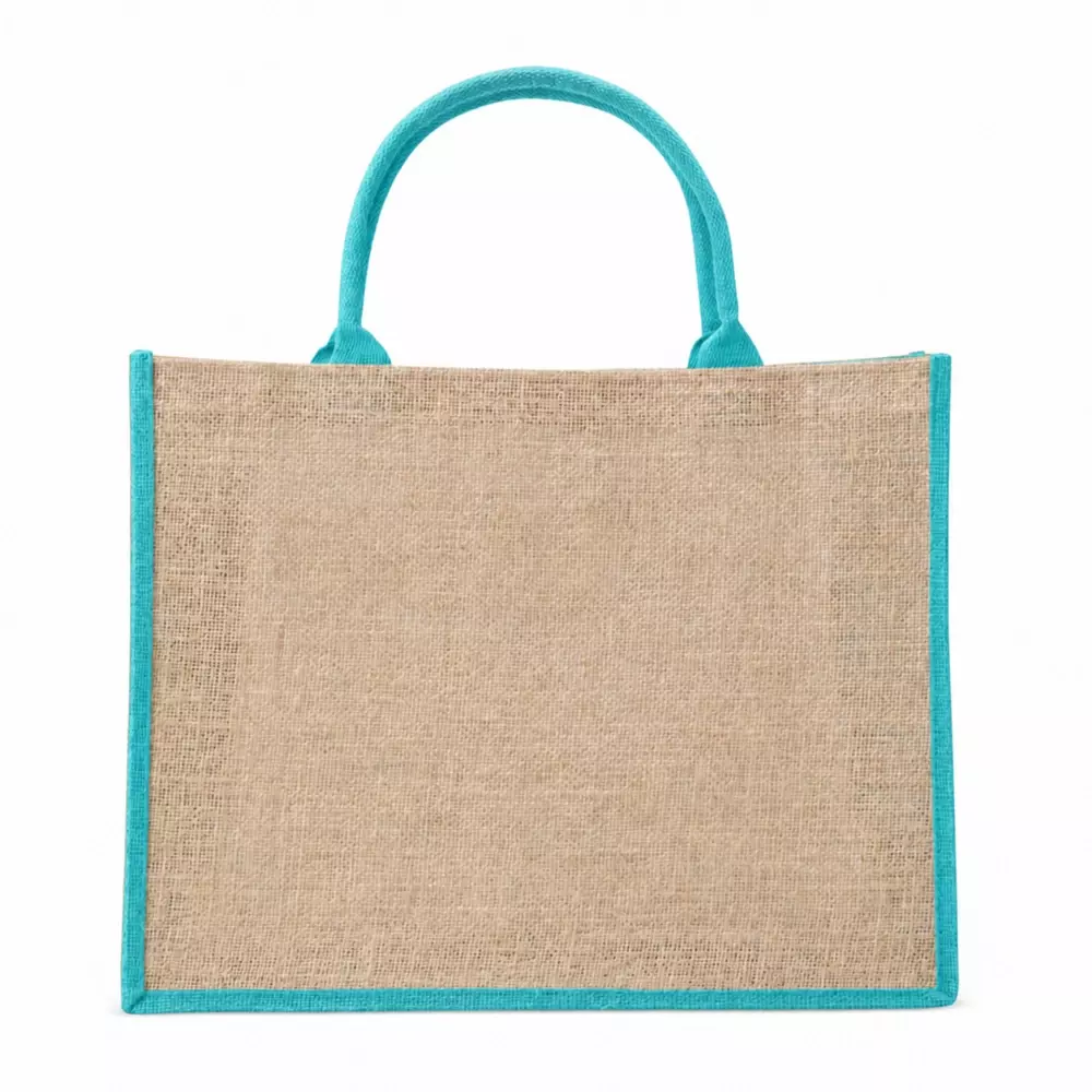 Sacola Ecológica de Juta Personalizada - 35 x 45 cm Turquesa