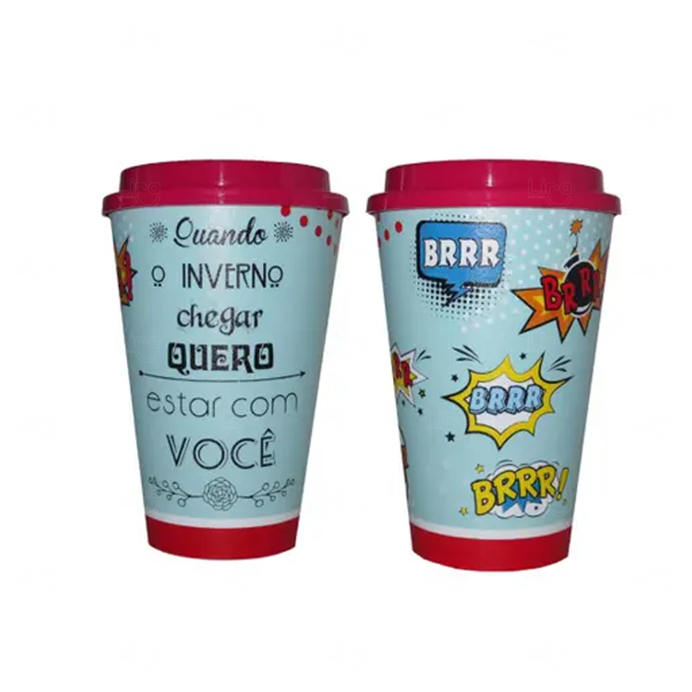 Copo de Fibra de Arroz In Mold Label 550ml Personalizado Rosa