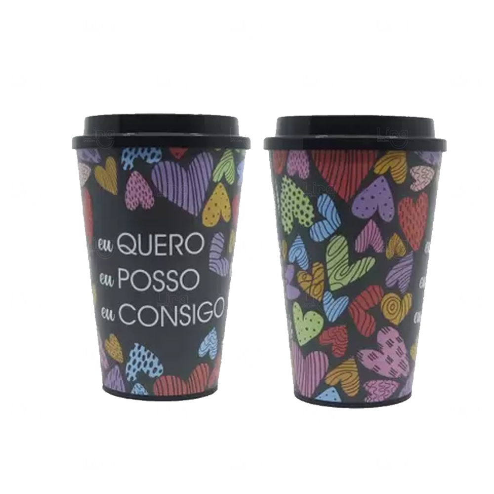 Copo de Fibra de Arroz In Mold Label 550ml Personalizado Preto
