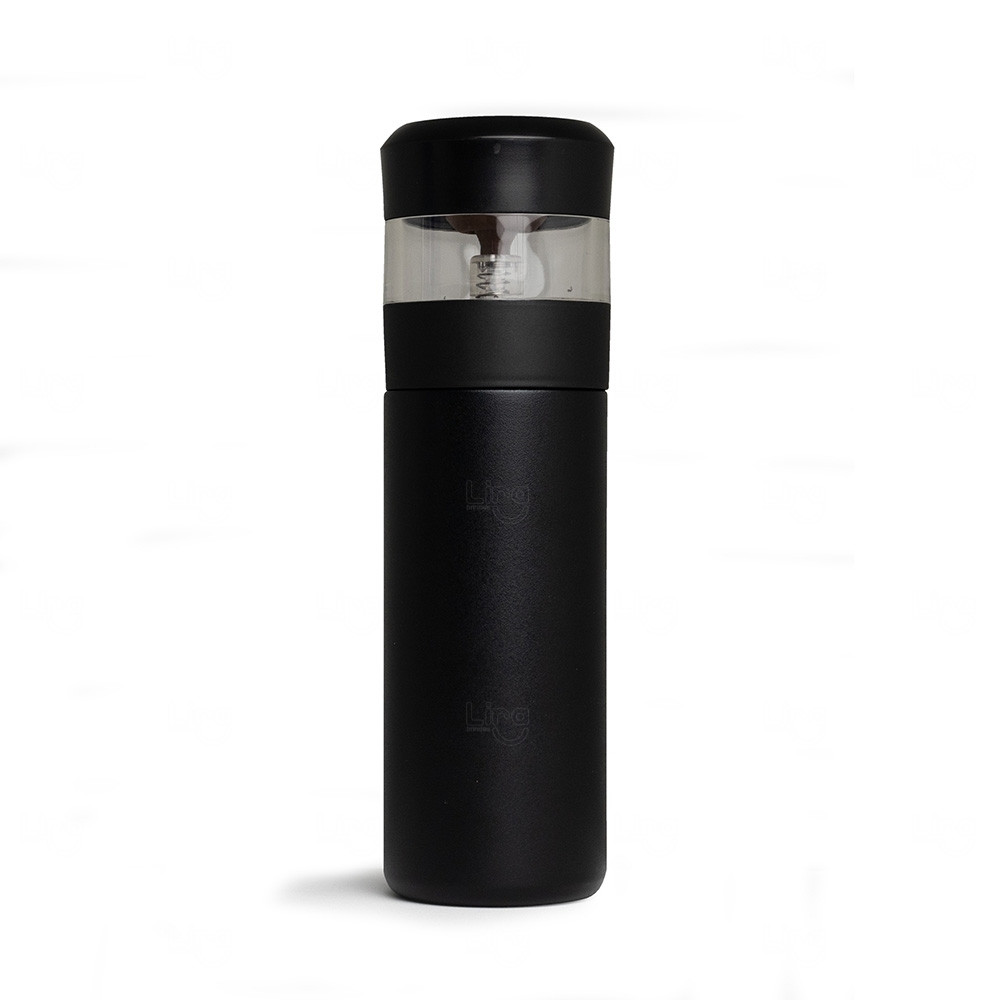 Garrafa Térmica com Infusor 350ml Personalizada Preto