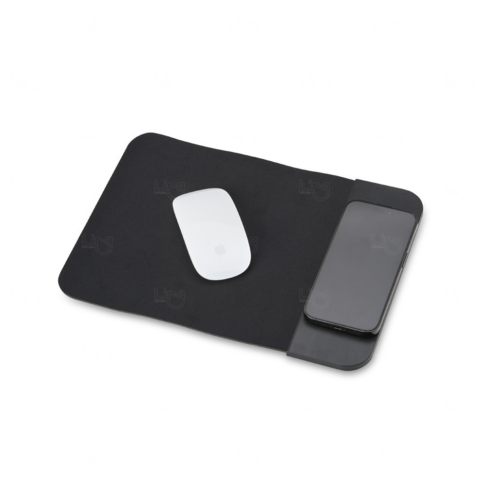 Mouse Pad com Base de Carregamento Wireless Personalizado Preto