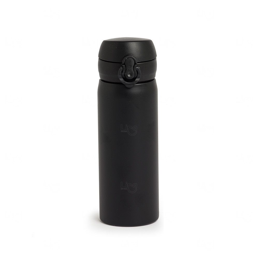 Garrafa Inox com Botão Personalizada - 500ml Preto e Preto