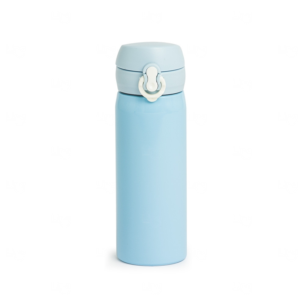 Garrafa Inox com Botão Personalizada - 500ml Azul Claro
