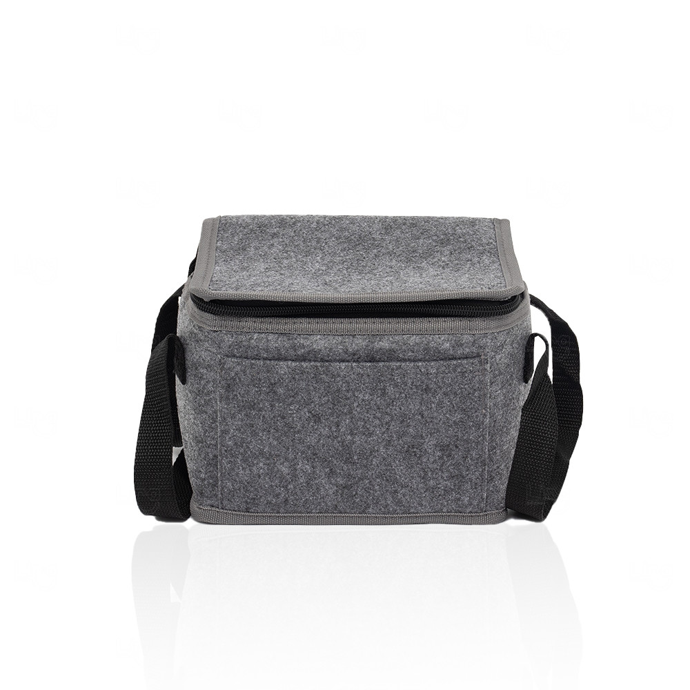 Bolsa Térmica 5L em Feltro Personalizada Cinza e Preto