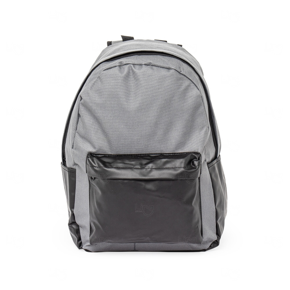 Mochila Nylon 33L com Detalhes em Couro Sintético Personalizada Cinza