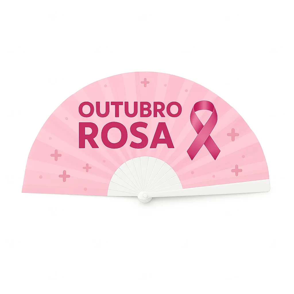 Leque em Tecido Oxford Personalizado Rosa