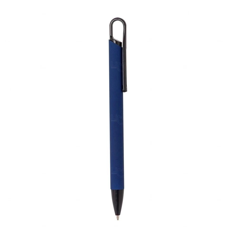 Caneta de Metal Emborrachada Personalizada Azul