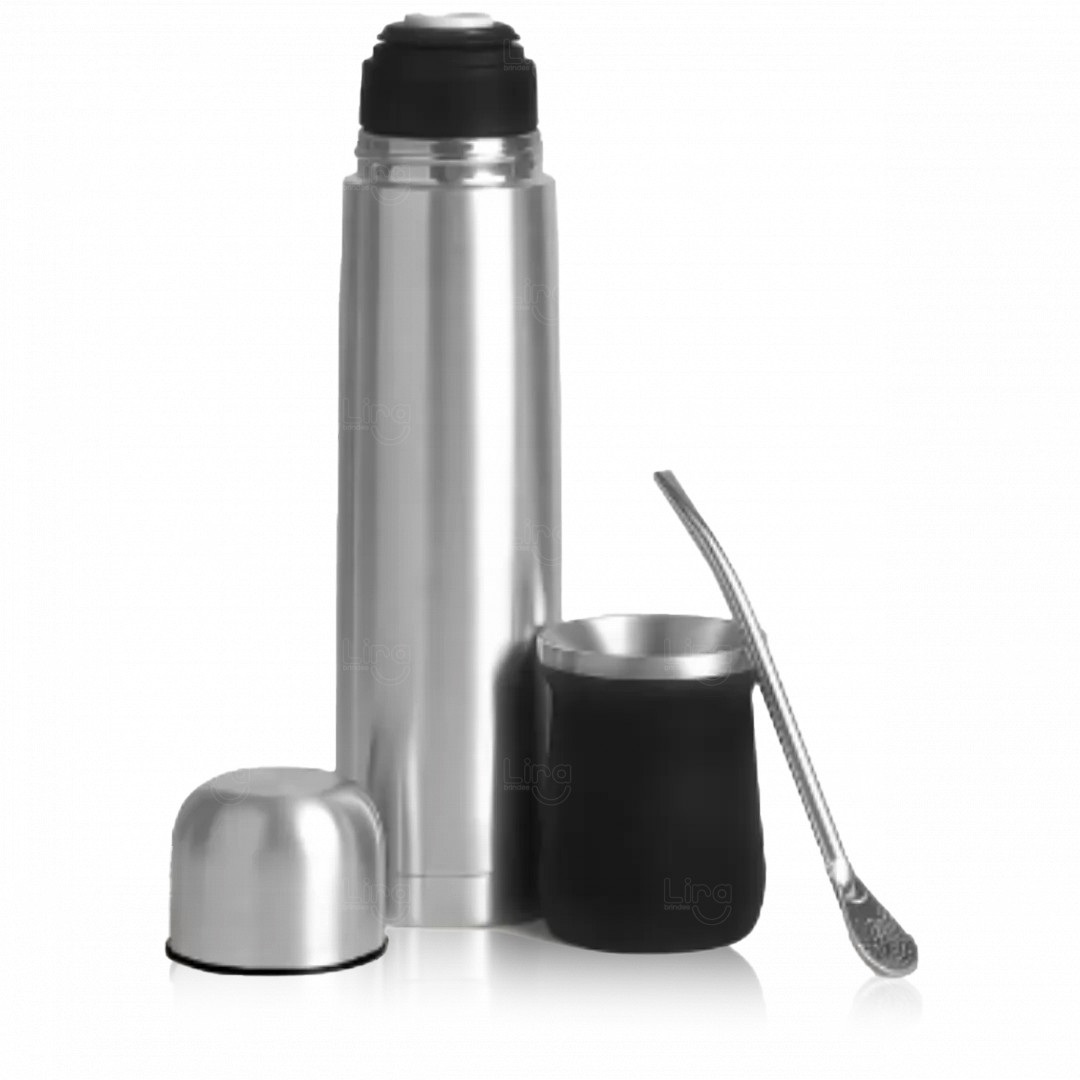 Cuia com Bomba e Garrafa Térmica Personalizada - 3 Peças 
