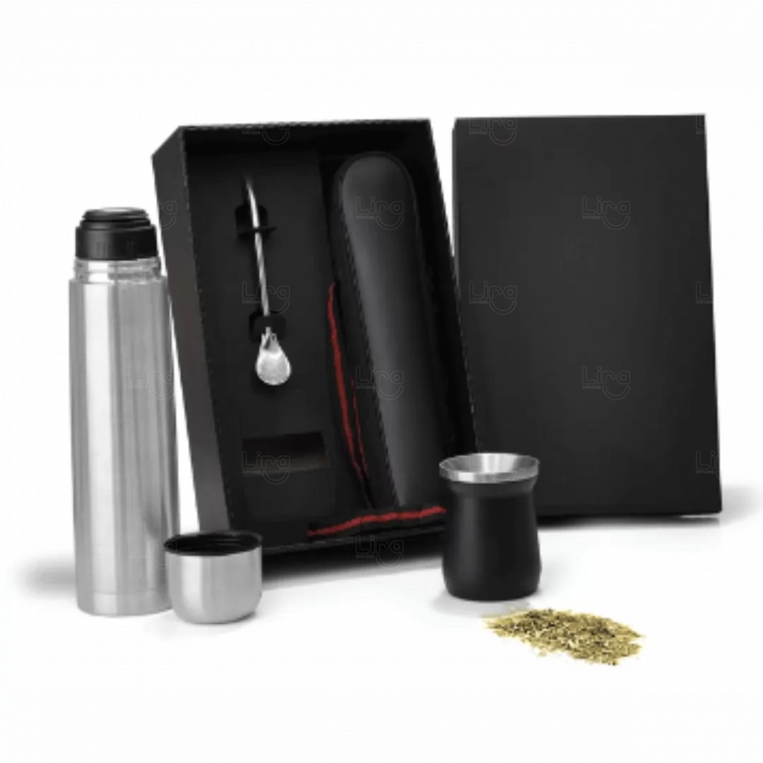 Cuia com Bomba e Garrafa Térmica Personalizada - 3 Peças 