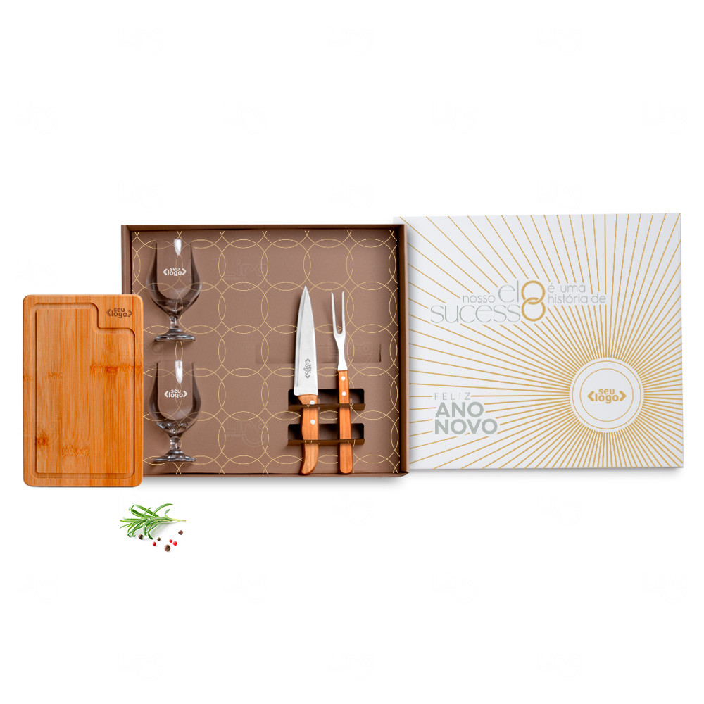Kit Churrasco Com Copos 5 Pçs - Personalizado Branco