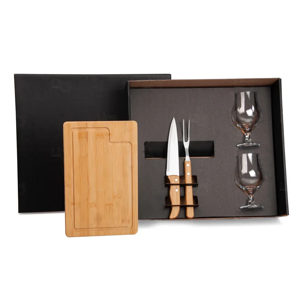 Kit Churrasco Com Copos 5 Pçs - Personalizado Preto