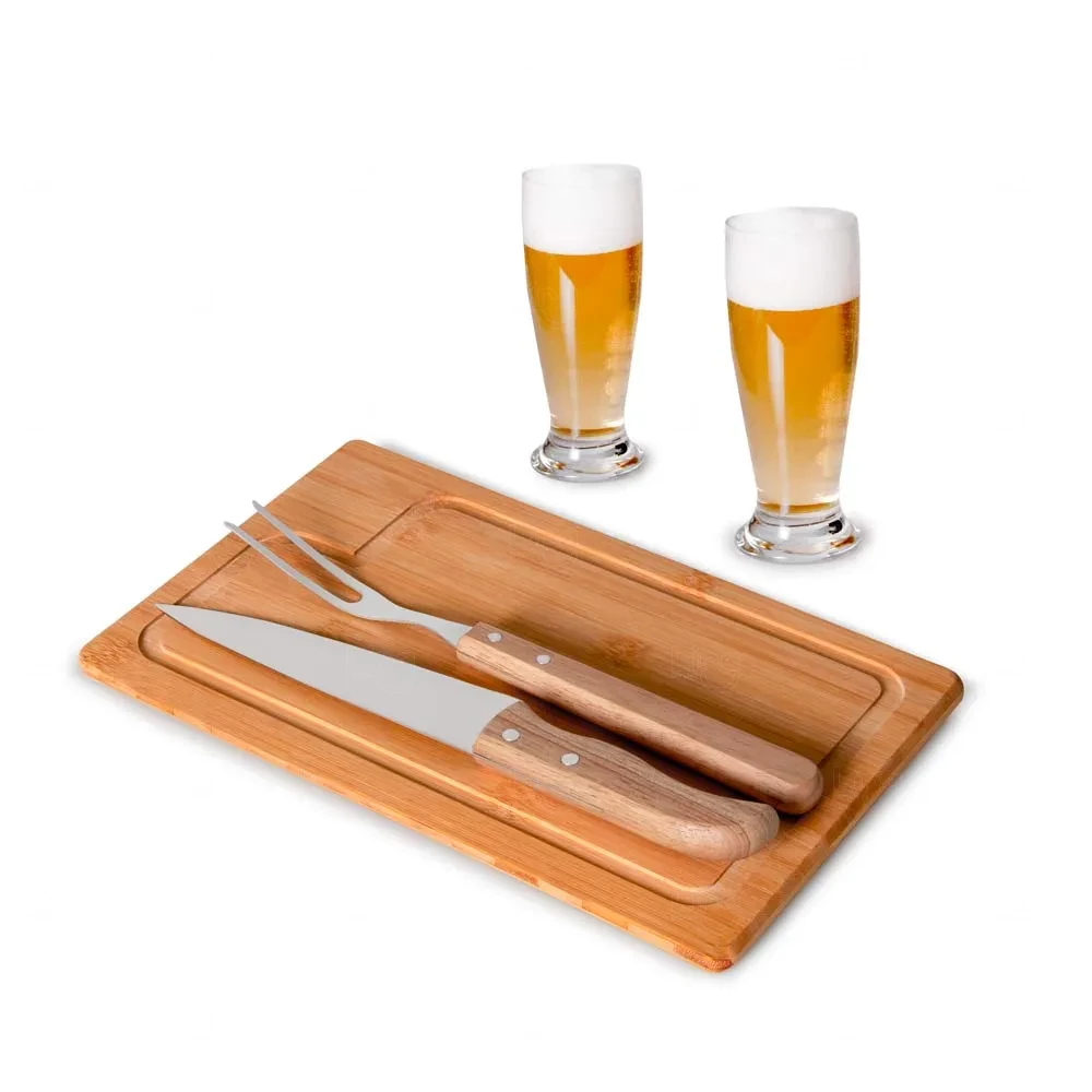 Kit Para Churrasco com Copos - 5 Peças - Personalizado 