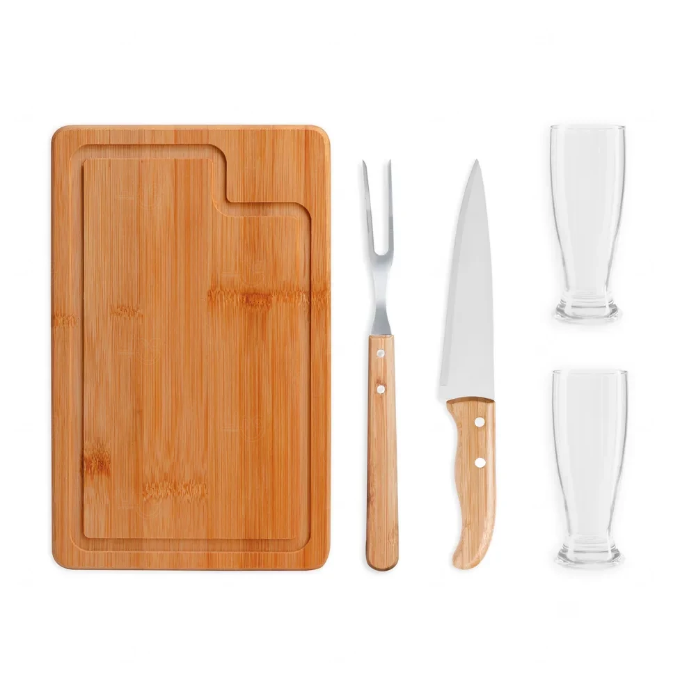 Kit Para Churrasco com Copos - 5 Peças - Personalizado 