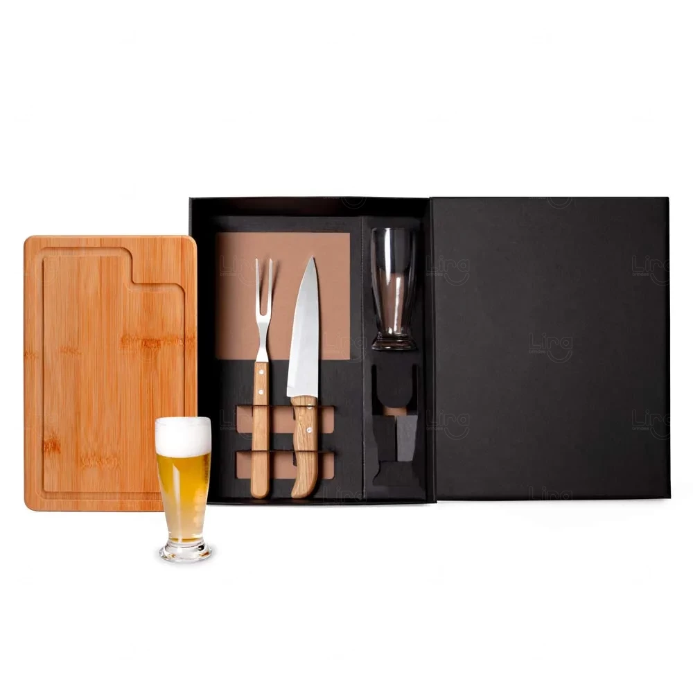 Kit Para Churrasco com Copos - 5 Peças - Personalizado 