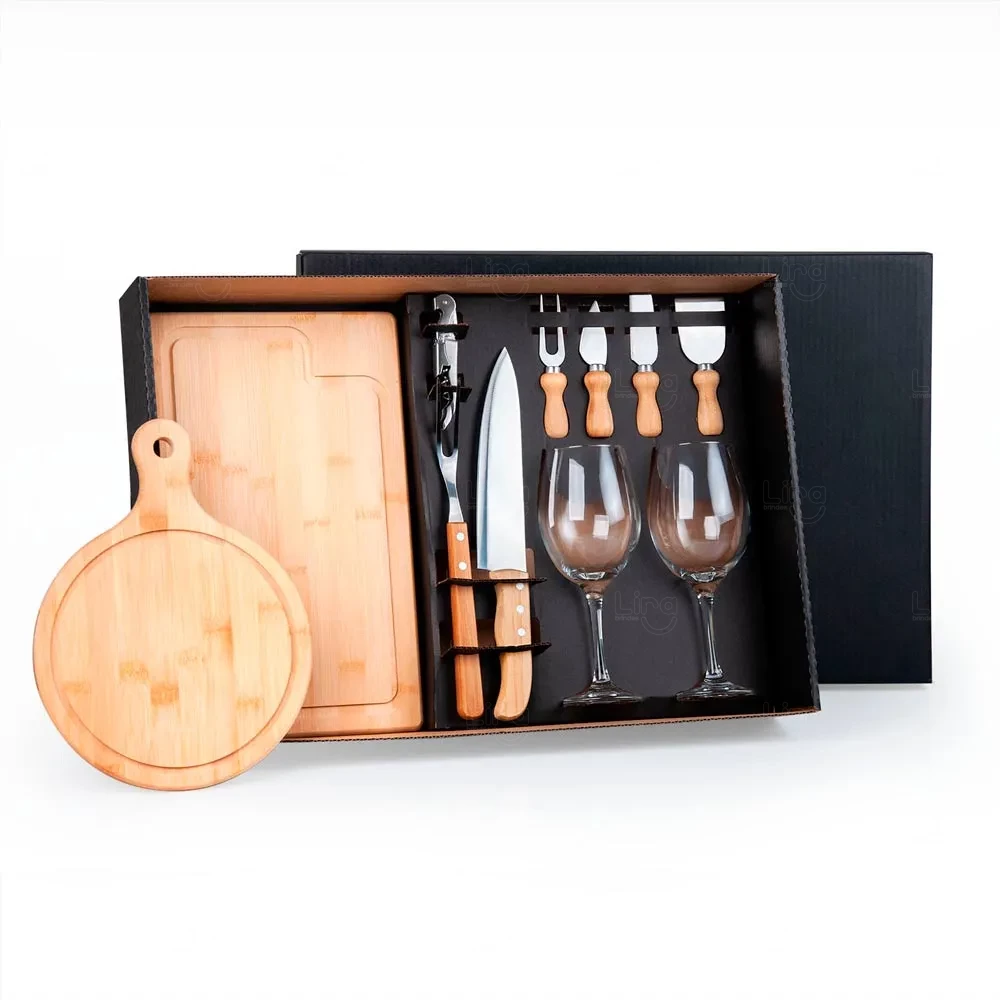 Kit Queijo, Churrasco e Vinho Personalizado - 11 Peças 