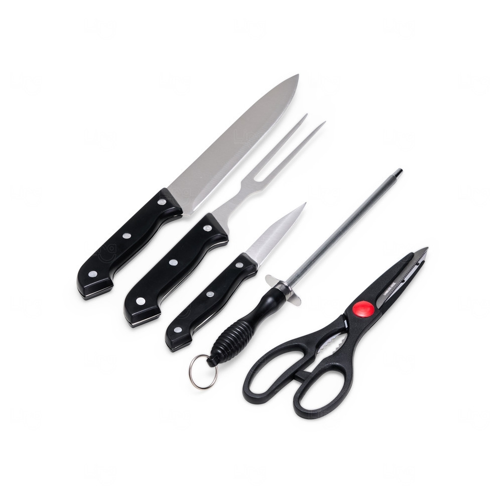 Kit Churrasco Personalizado com 5 Peças Inox e Estojo 