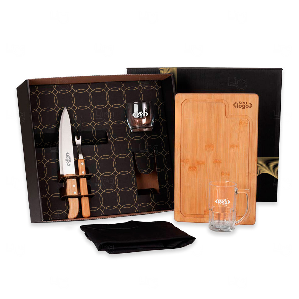 Kit Churrasco, Cerveja e Whisky Personalizado - 6 Peças 