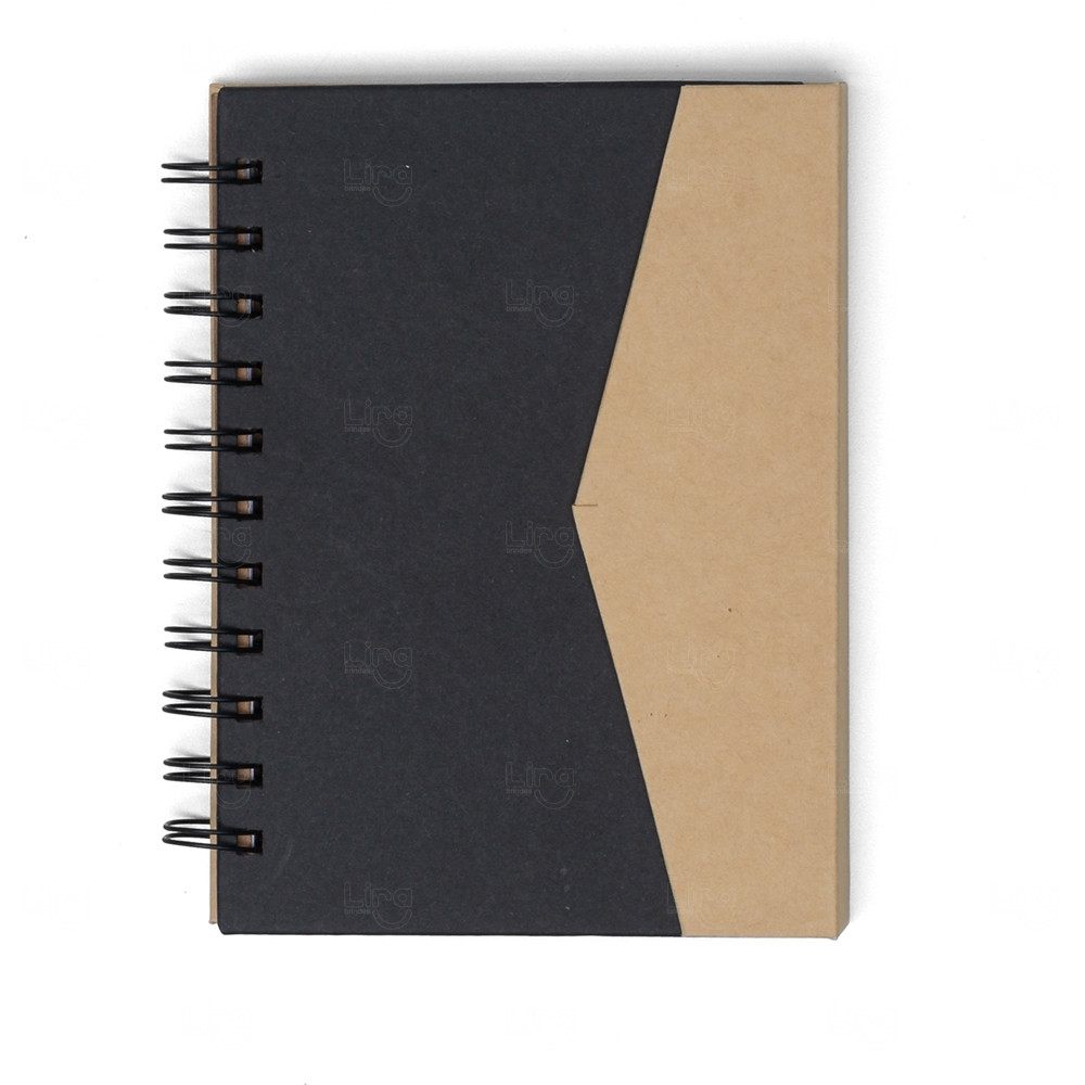 Caderneta Ecológica Autoadesivos Personalizada - 16,3 x 13,5 cm Preto