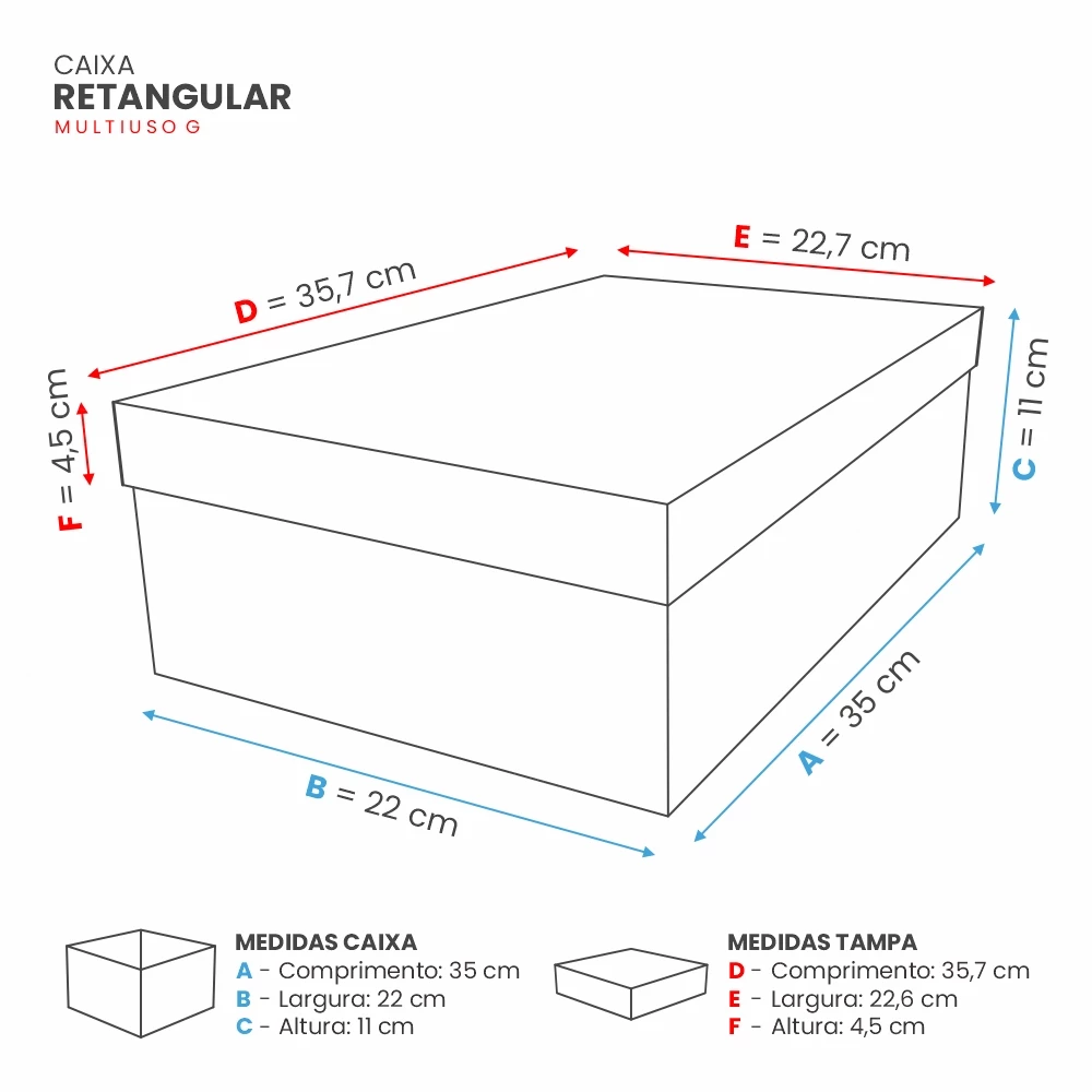 Caixa Cartonada Retangular Personalizada (35 x 22 x 11 cm) 