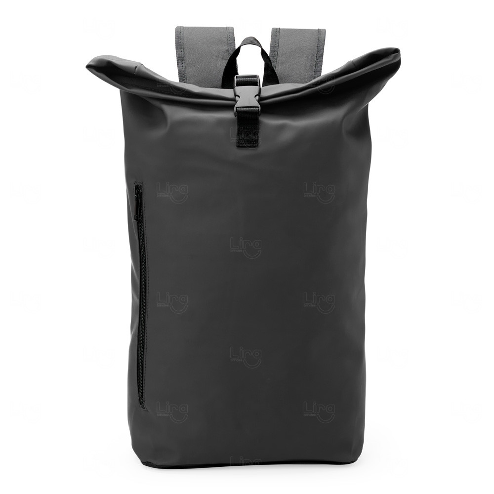 Mochila Couro Sintético 30L Formato Saco Personalizada Preto
