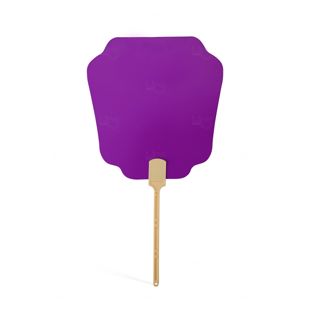 Leque de Papel com Alça Plástica Personalizado - 36,6x20cm Roxo